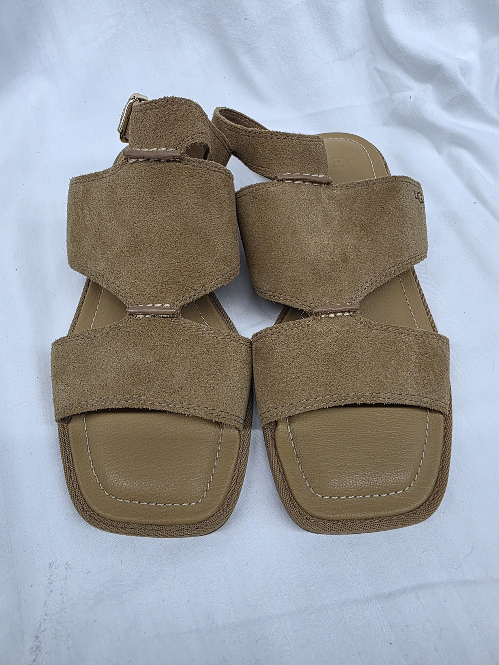 UGG Delray Ankle Strap Sandels In Chestnut Suede.